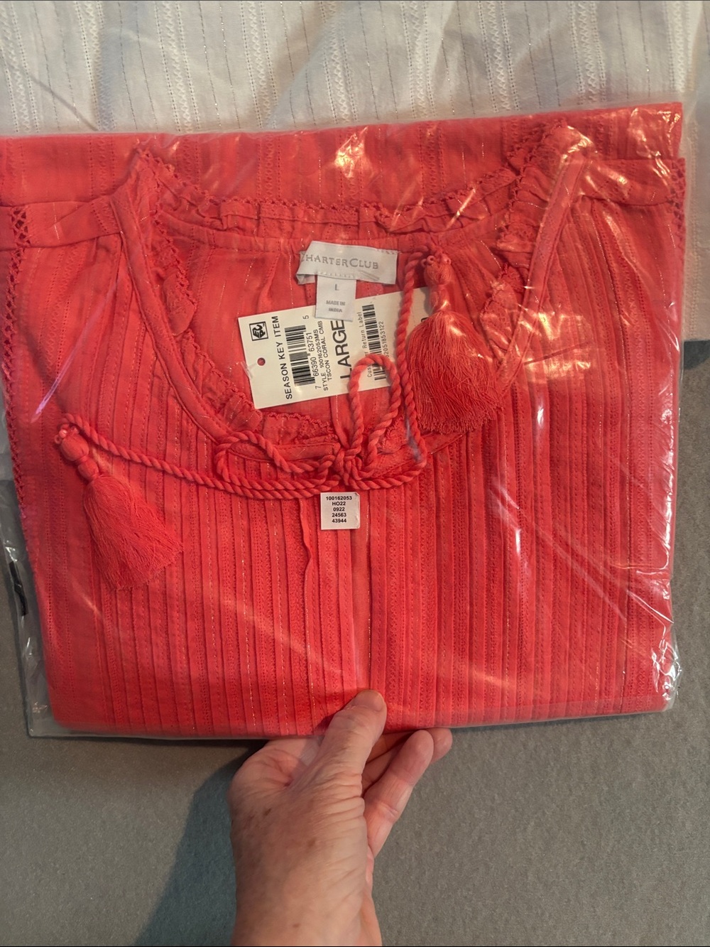 Charter Club White Peasant Blouse and includes a coral color also, see photos - Picture 2 of 11